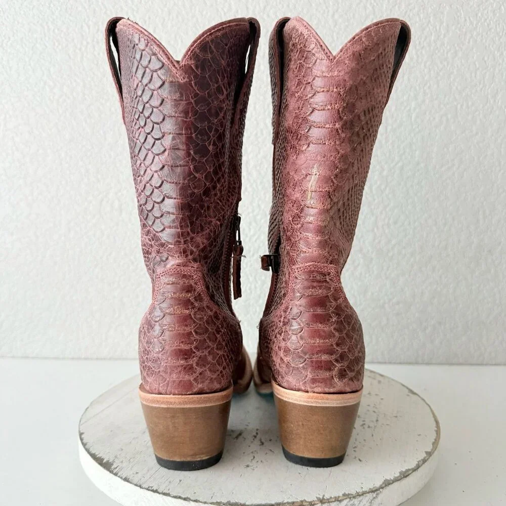 Lane NICE VICE Womens PInk Cowboy Boots Western Midi Calf Snip Toe Size 9.5 - Picture 3 of 13
